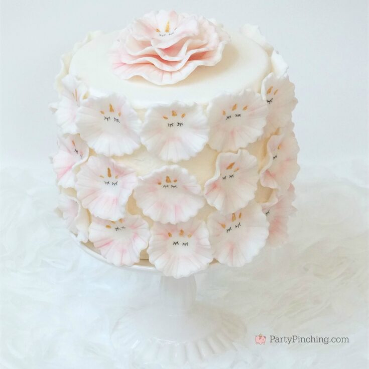 unicorn ruffle cake