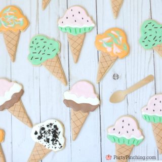 ice cream cone sugar cookies, neopolitan ice cream cone cookie, mint chocolate chip ice cream cone sugar cookie, watermelon ice cream cone sugar cookie, sherbet ice cream sugar cookie, cookies and cream ice cream cone sugar cookie