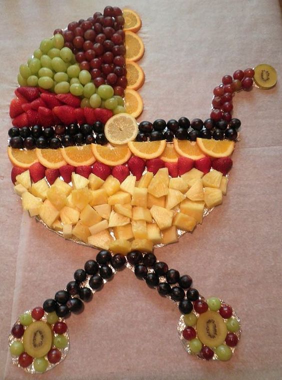 baby buggy carriage stroller fruit tray platter, baby shower ideas, cute baby shower, best baby shower ideas, baby shower cake, fun games for baby shower, baby shower food