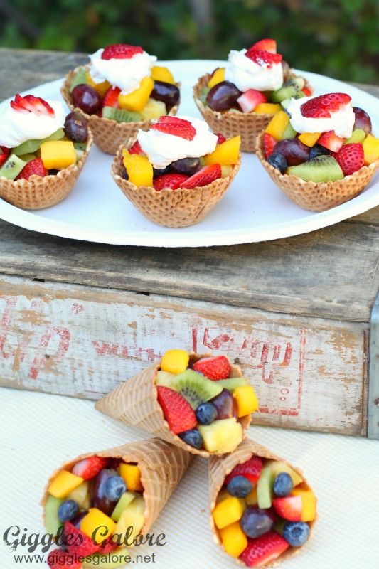 fruit waffle ice cream cone cups, best fruit & veggie vegetable tray ideas, fun fruit and veggie ideas, fun food for kids, healthy snacks for kids parties, kid party food, fun holiday food, fruit & veggies for holidays parties celebrations special occasions