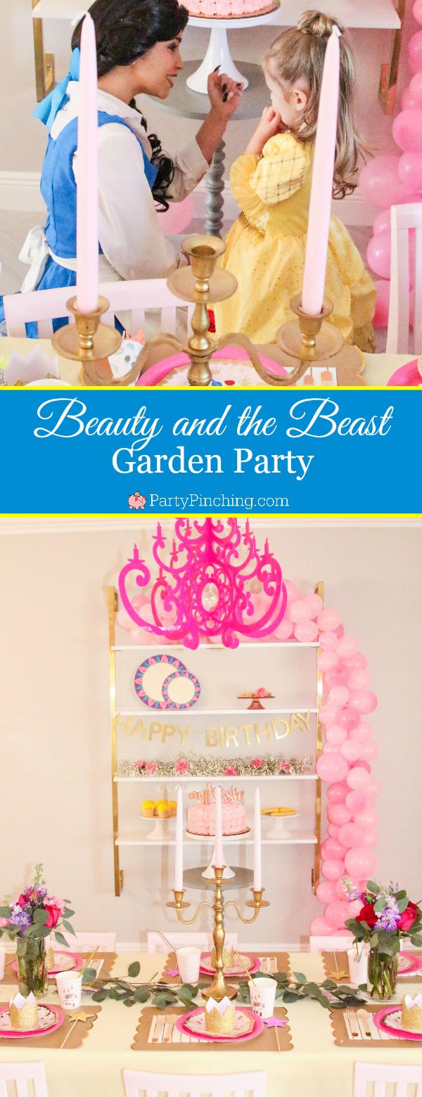 Beauty & the Beast birthday party, Disney Beauty & the Beast ideas, princess party ideas, Belle and Beast party cake cookies cupcake ideas, Belle Beauty Beast garden party, Belle Beauty Beast Ballroom party traditional, pink princess party ideas