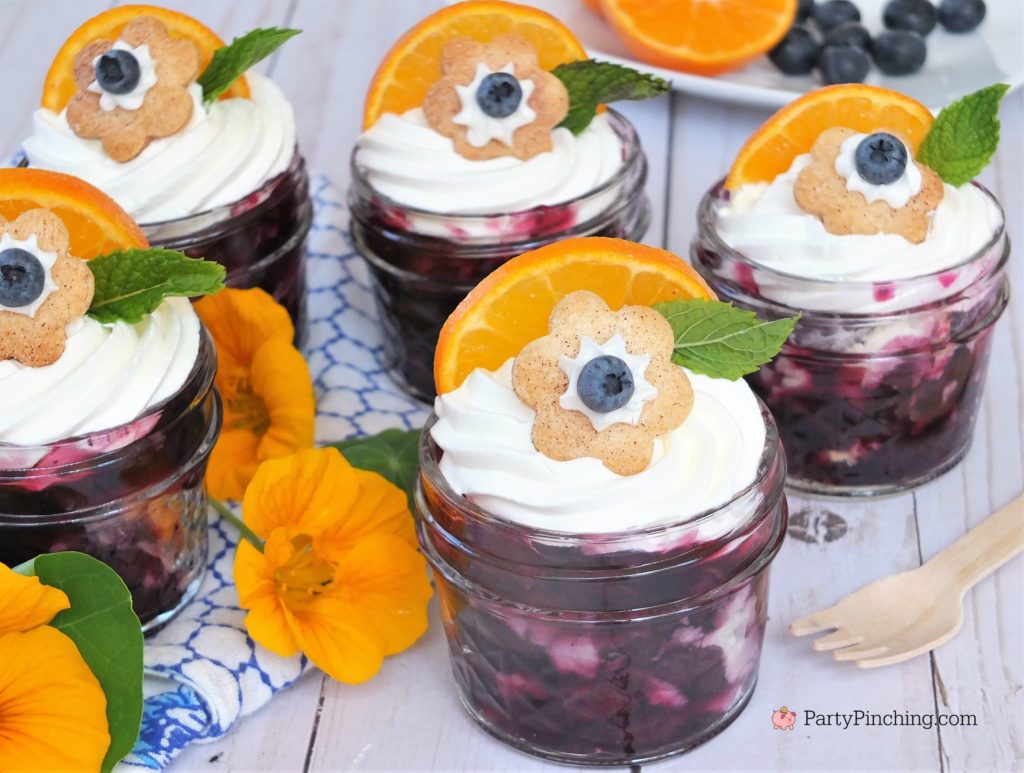blueberry tangerine orange pie recipe, blueberry mini pie jars, easy berry pie recipe, fresh easy cute pies