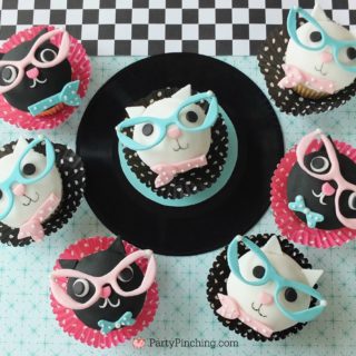 cool cat cupcakes 1950's sock hop retro happy days cupcakes