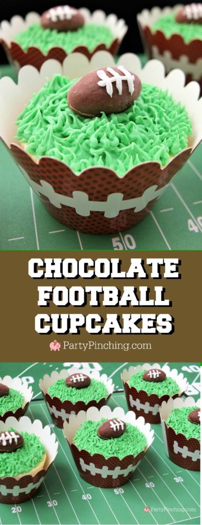 chocolate football cupcakes, Game time treats, football dessert ideas, football centerpiece, football dessert table, football chocolate, football cupcakes, snack stadium, food football dessert stadium, fan choclolate stadium, football game play chalk peanut butter cups, referee chocolate treats, chocolate football centerpiece, life size chocolate football, party pinching, rm palmer candy