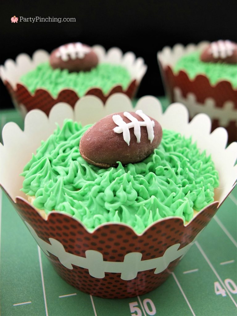 Game time treats, football dessert ideas, football centerpiece, football dessert table, football chocolate, football cupcakes, snack stadium, food football dessert stadium, fan choclolate stadium, football game play chalk peanut butter cups, referee chocolate treats, chocolate football centerpiece, life size chocolate football, party pinching, rm palmer candy