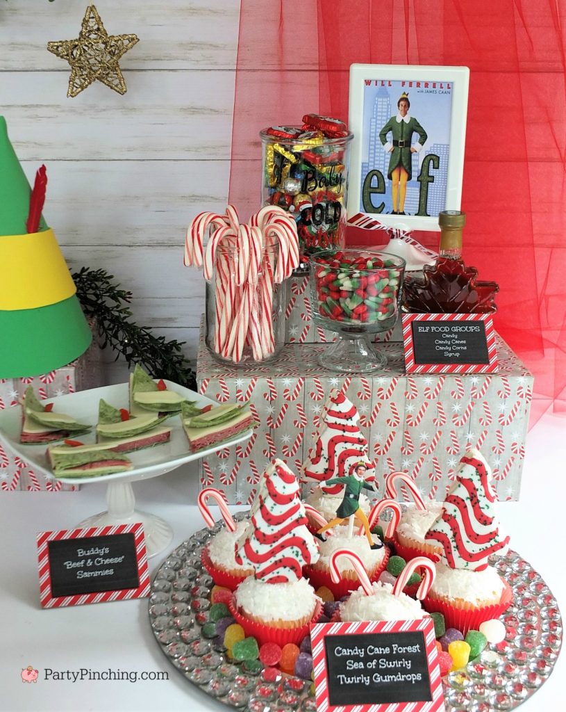 Christmas movie marathon, Christmas movie night party ideas, Rudolph treats, Bumble Abominable snowman donuts, Charlie Brown Christmas movie party, Charlie Brownies, Snoopy snack mix, Frosty popcosrn, Frosty cheese snacks, Grinch party ideas, Buddy the Elf food, Elf beef and cheese, Elf Candy Cane Forest