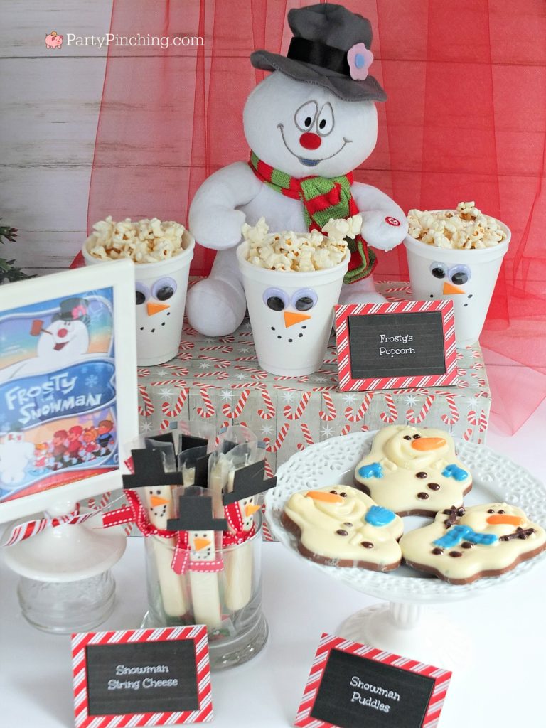 Christmas movie marathon, Christmas movie night party ideas, Rudolph treats, Bumble Abominable snowman donuts, Charlie Brown Christmas movie party, Charlie Brownies, Snoopy snack mix, Frosty popcosrn, Frosty cheese snacks, Grinch party ideas, Buddy the Elf food, Elf beef and cheese, Elf Candy Cane Forest