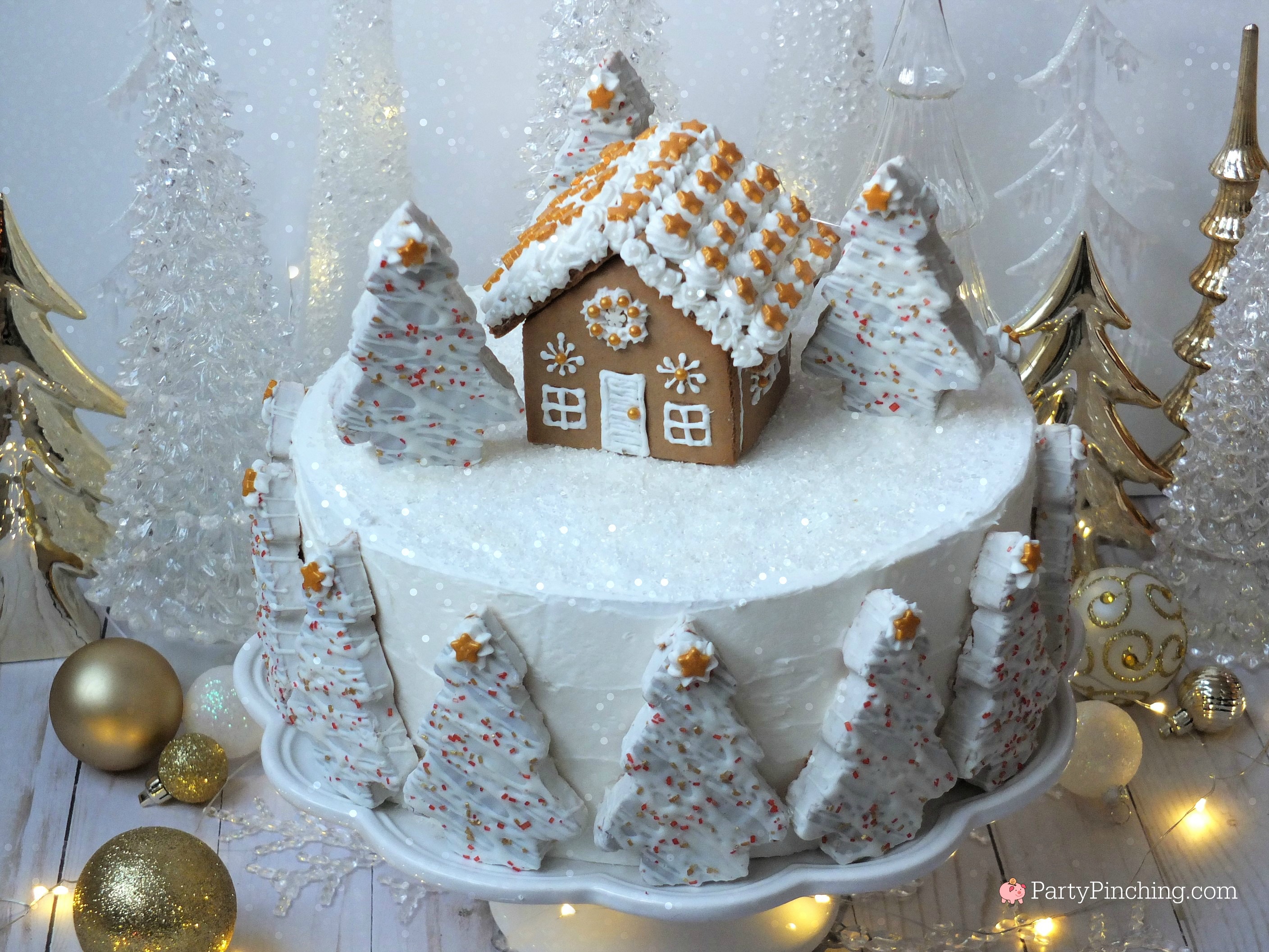 Winter Wonderland holiday spice cake for Christmas gingerbread house