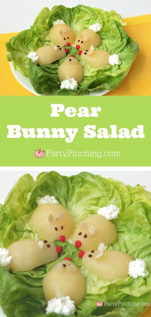 pear bunny salad, Easter brunch ideas, easy Easter treat ideas for kids, cute Easter dessert ideas,
