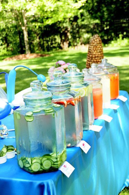 infused water bar, Graduation Marquee Cake, Best Graduation Party Food Ideas, food grad guests will love, fun easy graduate party food buffets, grad food drink bars, best graduation cakes cupcakes desserts cookies, fun graduation open house food, inexpensive cheap grad party ideas for teens, partypinching.com
