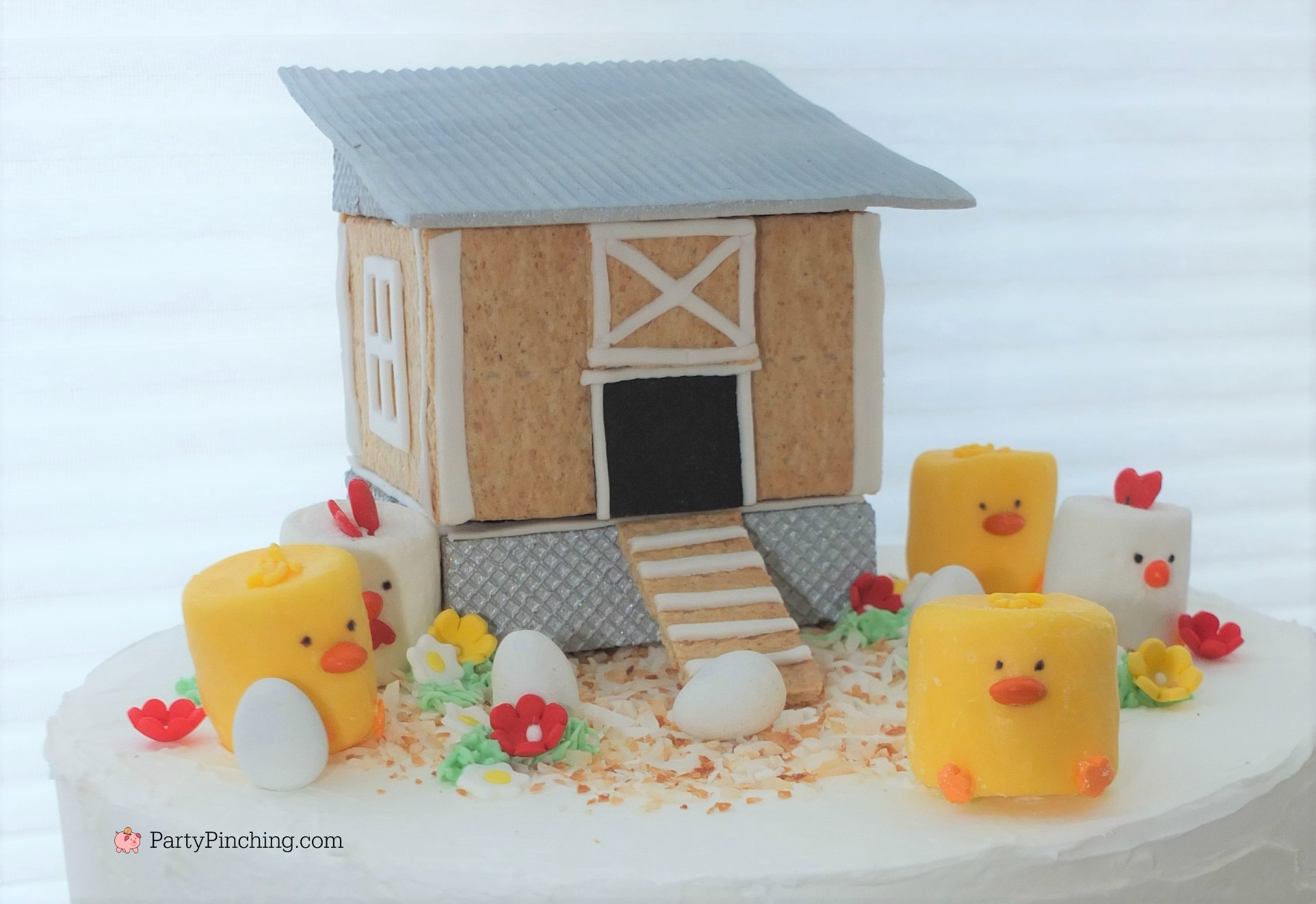 Chicken Coop Cake cute chicken coop graham cracker gingerbread tin roof