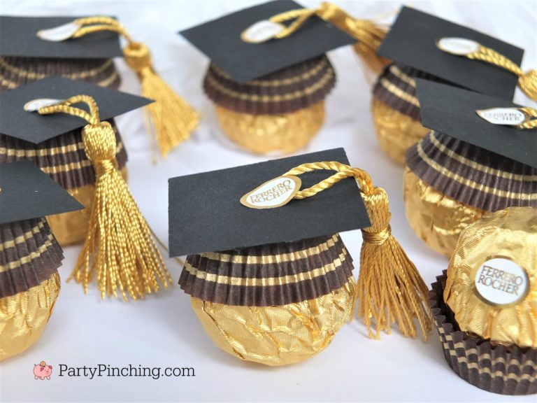 Ferrero Rocher Graduation Caps, best diy grad party favor recipe food idea