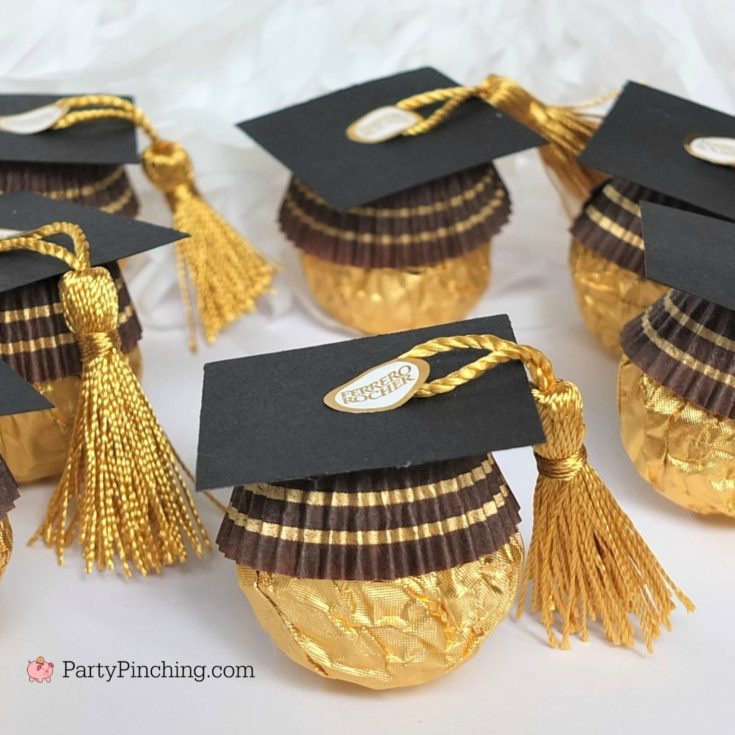 Ferrero Rocher Graduation Caps, best diy grad party favor recipe food idea