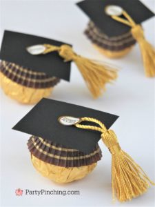 Ferrero Rocher Graduation Caps, best diy grad party favor recipe food idea