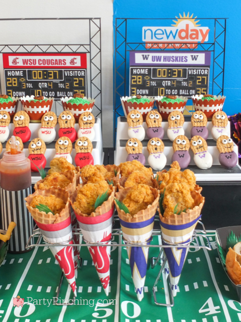 ideas, best tailgating snacks party ideas, best football big game super bowl party ideas, pizza footballs, caramel apple nachos, mini chili bread bowl, alcoholic capri sun, football fan cookies desserts washington husky uw huskies football, washington state cougars wsu football, 