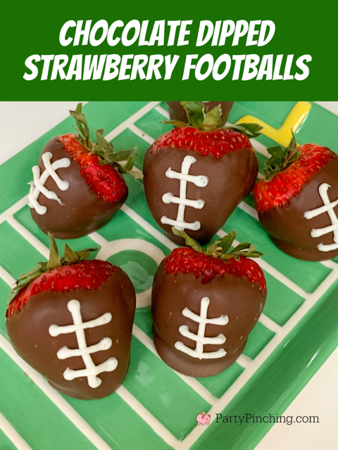 chocolate dipped strawberry footballs, football strawberries, chocolate coated strawberry footballs, best tailgating game day food recipe ideas, best big game day football watching food snack ideas, easy football food snack recipes, best football food recipes