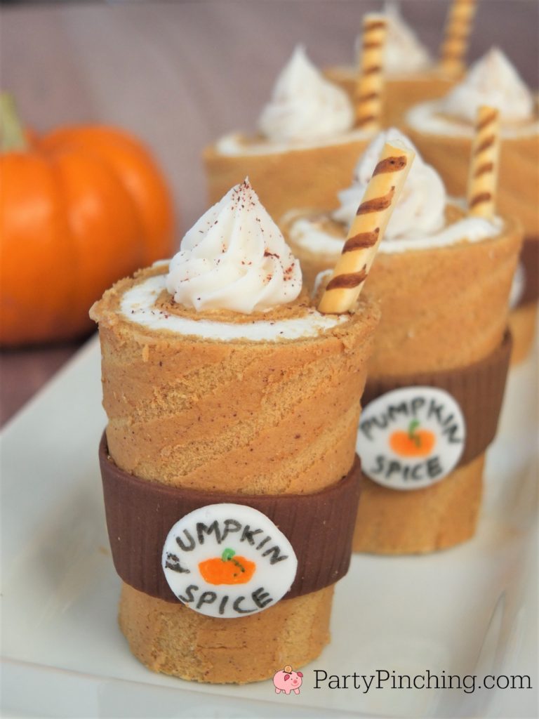 Party Pinching's Pumpkin Spice Latte Rolls, Little Debbie Swiss Rolls, Adorable Cute Pumpkin Spice Latte Cake, Thanksgiving Fall Dessert Recipe, Best Pumpkin Spice Recipe