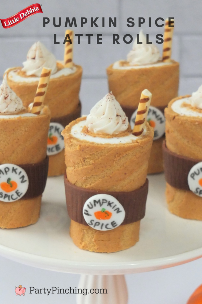 Party Pinching's Pumpkin Spice Latte Rolls, Little Debbie Swiss Rolls, Adorable Cute Pumpkin Spice Latte Cake, Thanksgiving Fall Dessert Recipe, Best Pumkin Spice Recipe