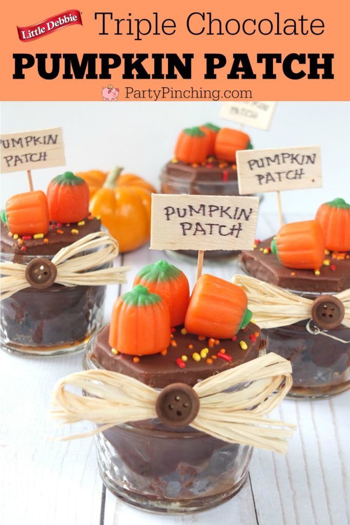 Triple Chocolate Pumpkin Patch, Little Debbie brownies, best easy Halloween treat for kids, Halloween school party ideas, classroom treat ideas