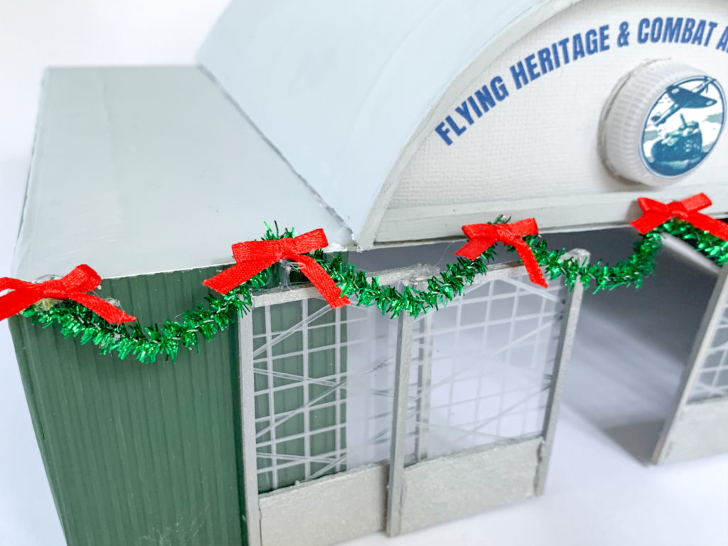 DIY airplane hangar model, flying heritage & combat armor museum model, DIY FHCAM model, Christmas village airplane hangar, peanuts Christmas village department 56, party pinching