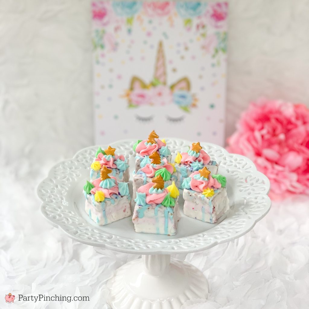 Unicorn Tea Cakes, Best Unicorn Cake Recipe, Unicorn Cupcake Ideas for Kids, Easy Petit Fours Recipe, Best Unicorn Party Ideas for Kids, Best Tea Party Ideas, Little Debbie Unicorn Cakes,