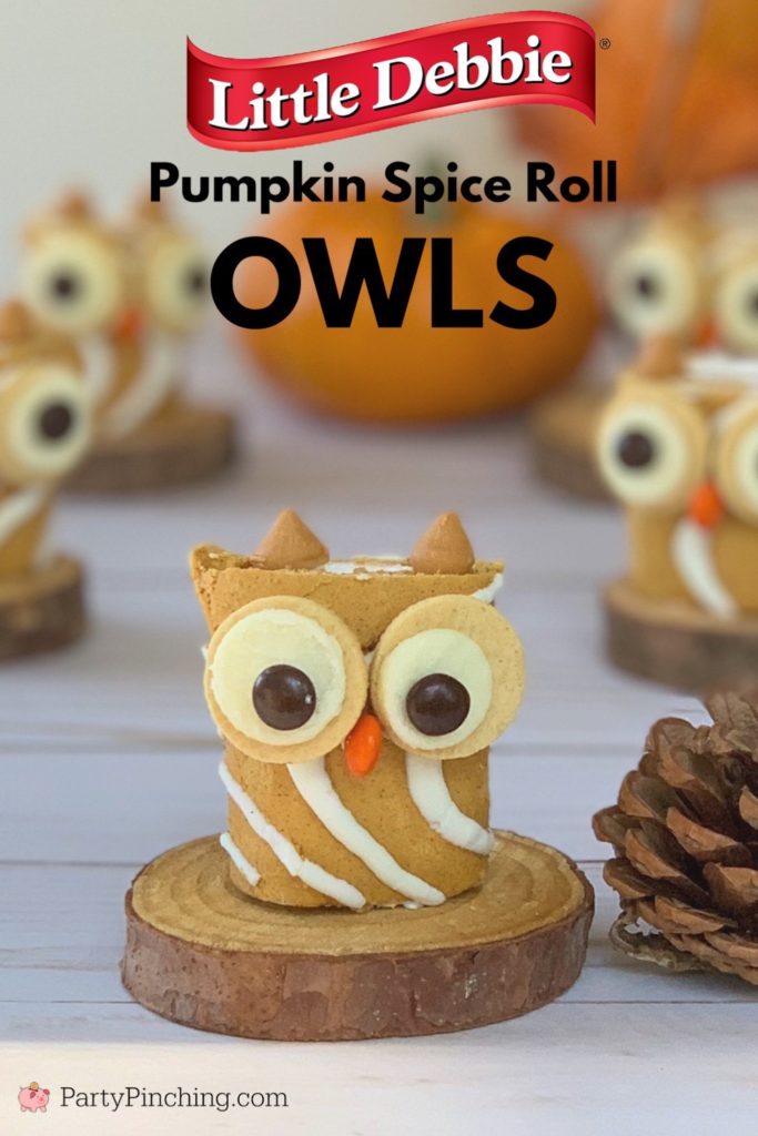 Owl cake, owl cupcakes, cute owl craft ideas for kids, Harvest party ideas for kids, best harvest fall Halloween ideas, Little Debbie Pumpkin Spice Rolls