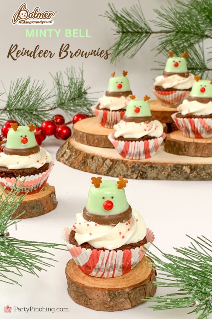 Minty Bell Reindeer Brownies, Best Christmas Dessert Recipes, Cute Reindeer Brownies, Mint Chocolate Brownies