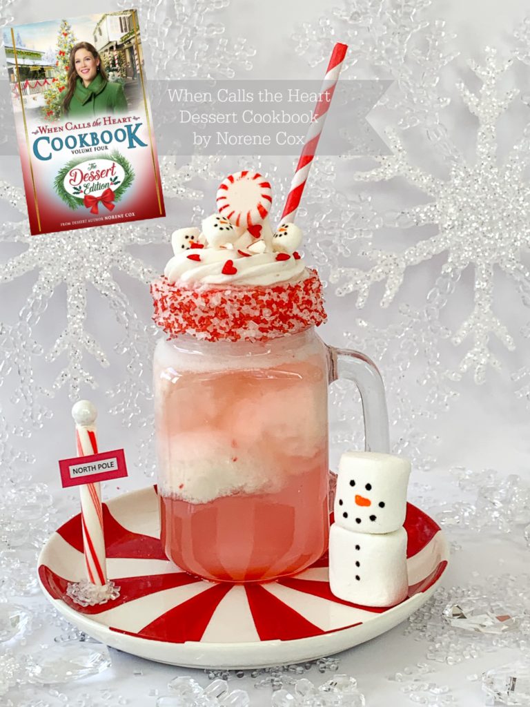 Cody's North Pole Christmas Peppermint ice cream float, When Calls the Heart, Hallmark Channel, WCTH, Hearties, #Hearties, When Calls the Heart Food and Party Ideas, Canadian Recipe Ideas, Best Canadian Desserts, Little House on The Prairie, Party Pinching, Norene Cox Author, Hope Valley, 
