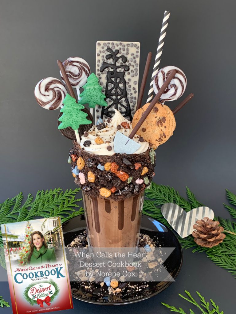 Jesse's Earthquake Milkshake,When Calls the Heart, Hallmark Channel, WCTH, Hearties, #Hearties, When Calls the Heart Food and Party Ideas, Canadian Recipe Ideas, Best Canadian Desserts, Little House on The Prairie, Party Pinching, Norene Cox Author, Hope Valley, giant freak shake
