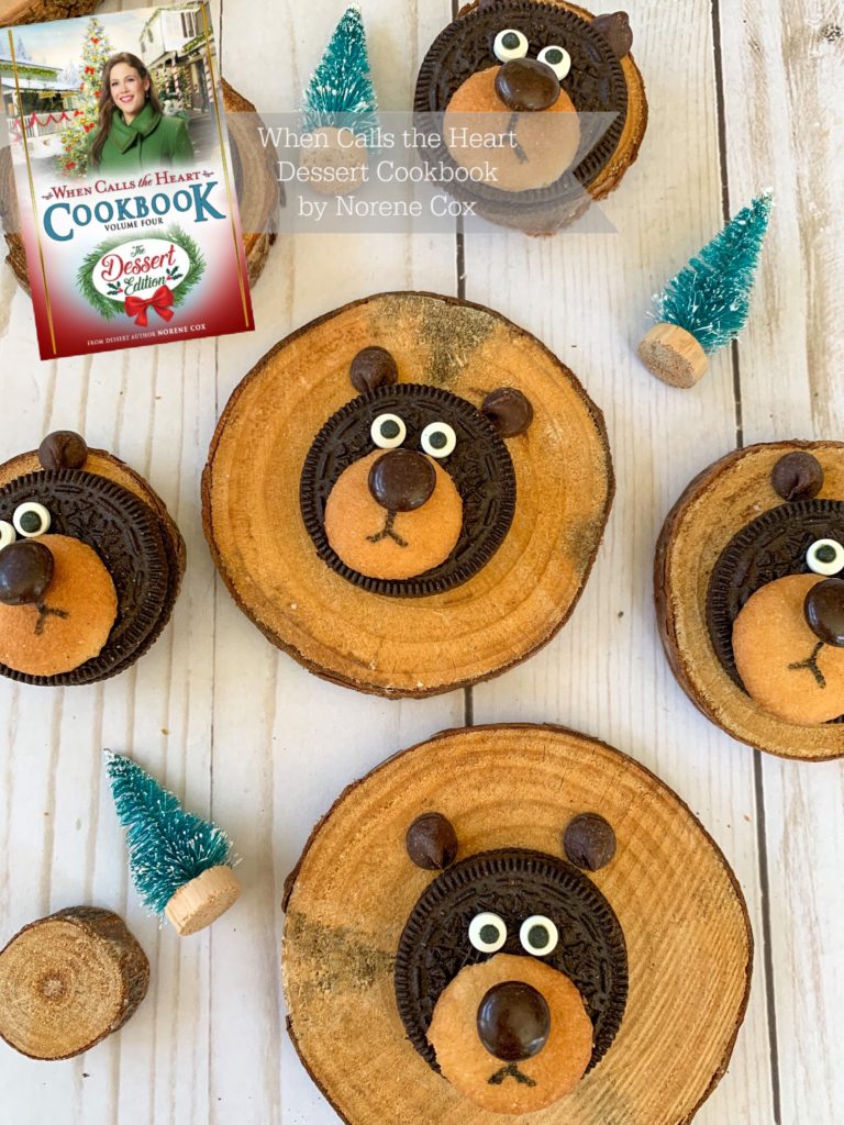 Robert's Black Bear Cookies, When Calls the Heart, Hallmark Channel, WCTH, Hearties, #Hearties, When Calls the Heart Food and Party Ideas, Canadian Recipe Ideas, Best Canadian Desserts, Little House on The Prairie, Party Pinching, Norene Cox Author, Hope Valley, bear Oreos
