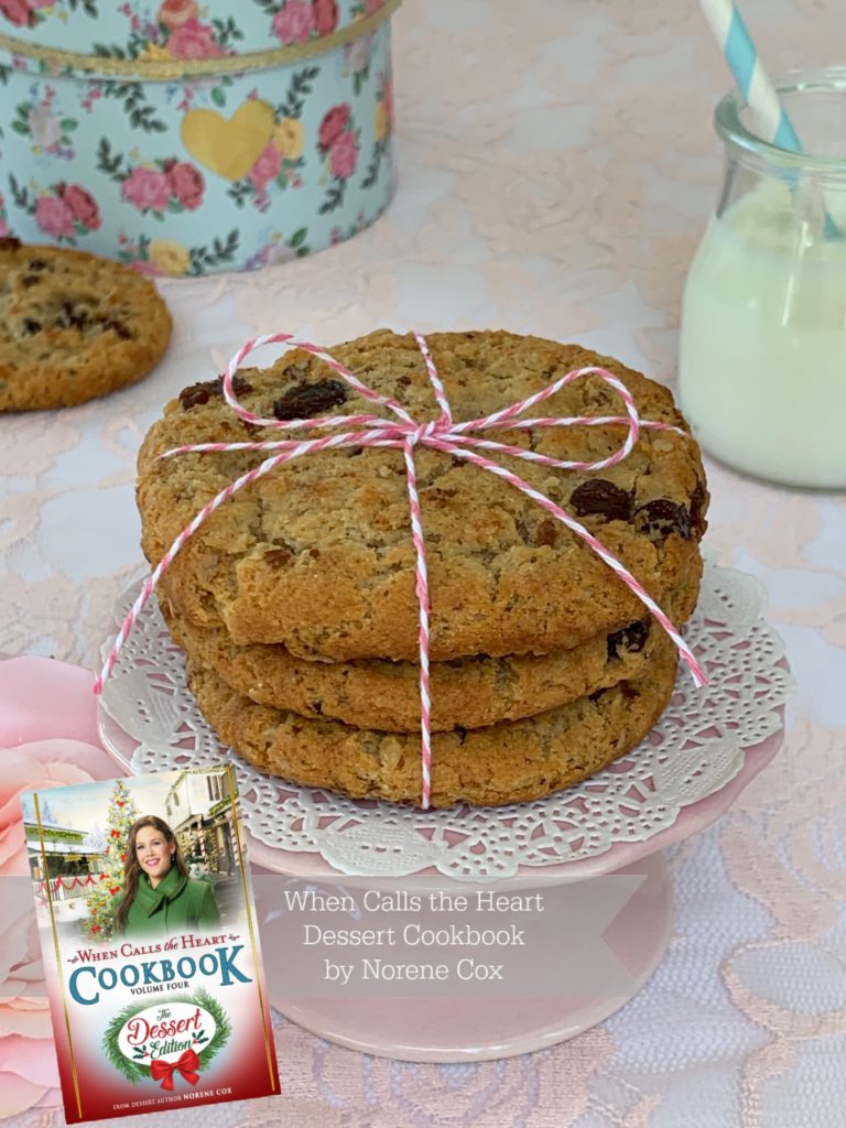 Rosemary's Oatmeal Raisin Cookies, When Calls the Heart, Hallmark Channel, WCTH, Hearties, #Hearties, When Calls the Heart Food and Party Ideas, Canadian Recipe Ideas, Best Canadian Desserts, Little House on The Prairie, Party Pinching, Norene Cox Author, Hope Valley, best Raisin cookie recipe
