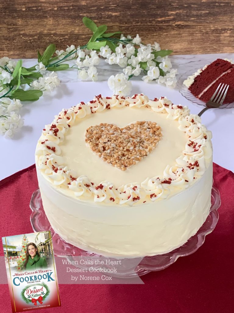 Florence Blakeley's Famous Red Velvet Cake, When Calls the Heart, Hallmark Channel, WCTH, Hearties, #Hearties, When Calls the Heart Food and Party Ideas, Canadian Recipe Ideas, Best Canadian Desserts, Little House on The Prairie, Party Pinching, Norene Cox Author, Hope Valley, 
