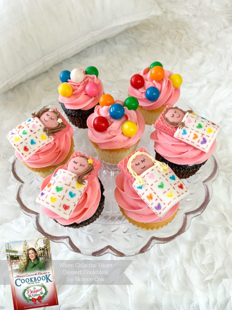 Sweet Sleepover Cupcakes, When Calls the Heart, Hallmark Channel, WCTH, Hearties, #Hearties, When Calls the Heart Food and Party Ideas, Canadian Recipe Ideas, Best Canadian Desserts, Little House on The Prairie, Party Pinching, Norene Cox Author, Hope Valley, 
