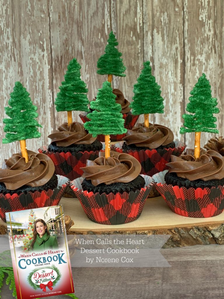 Lee's Tree Cupcakes, When Calls the Heart, Hallmark Channel, WCTH, Hearties, #Hearties, When Calls the Heart Food and Party Ideas, Canadian Recipe Ideas, Best Canadian Desserts, Little House on The Prairie, Party Pinching, Norene Cox Author, Hope Valley, 
