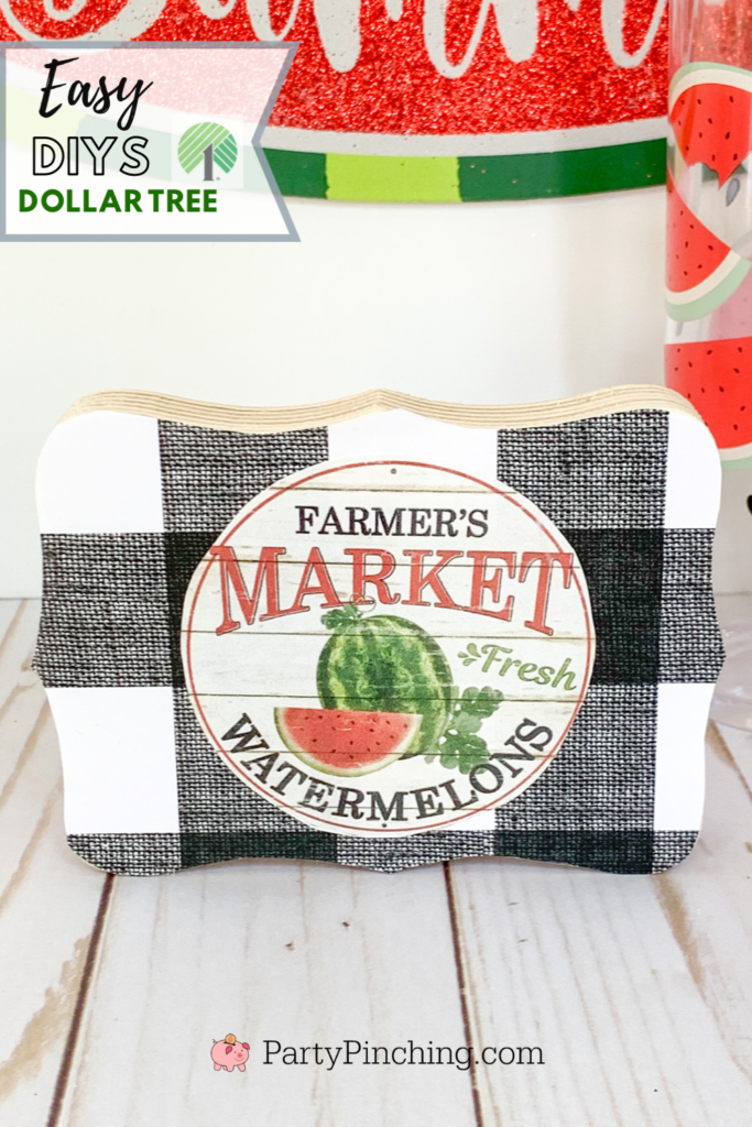 Dollar Tree Watermelon crafts, Rae Dunn DIY,  DIY watermelon decor craft ideas, best watermelon ideas, best Dollar Tree craft diy ideas, easy dollar Tree ideas, Watermelon sign craft, dollar tree, dollar general, best dollar store ideas crafts decor, farmhouse dollar tree sign craft decor easy cheap, dollar tree watermelon sign farmers market