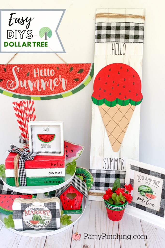 Dollar Tree Watermelon crafts, Rae Dunn DIY,  DIY watermelon decor craft ideas, best watermelon ideas, best Dollar Tree craft diy ideas, easy dollar Tree ideas, Watermelon sign craft, dollar tree, dollar general, best dollar store ideas crafts decor, farmhouse dollar tree sign craft decor easy cheap