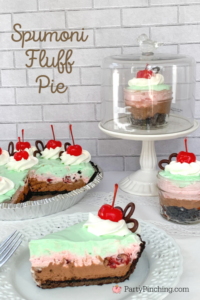 spumoni fluff pie, best lush spumoni pie, spumoni, best spumoni recipe, chocoate cherry pie, best pie recipe, best no bake dessert, best no bake pie recipe