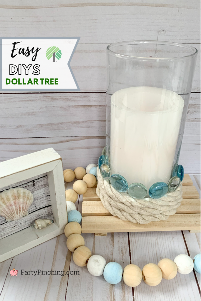 Dollar Tree Costal Beach Farmhouse nautical crafts, Rae Dunn DIY