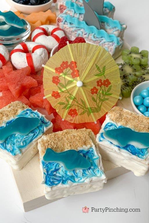 Shark-cuterie Board, best charcuterie board ideas for kids, best charcuterie board, cute charcuterie boards, best fruit trays, summer charcuterie, best summer charcuterie, shark week, shark fruit board, shark food, best shark party ideas, Little Debbie summer, Party Pinching