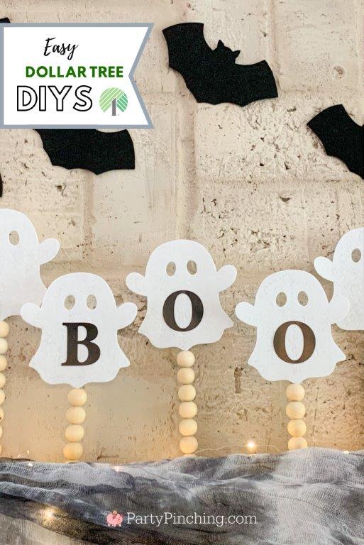 Dollar Tree Halloween DIY decorations, Dollar Tree Halloween craft decor, Best Dollar Tree crafts, best Dollar Tree decor ideas, Dollar store finds, best Dollar store ideas, Best Halloween ideas on a budget, High end Dollar Tree, Farmhouse Halloween Decor, best neutral Farmhouse Halloween ideas , farmhouse ghosts with beads
