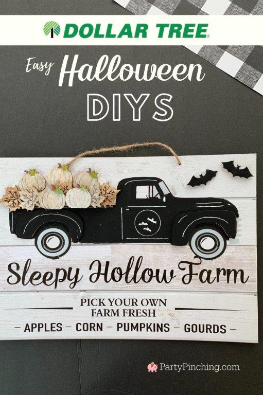 Dollar Tree Halloween DIY decorations, Dollar Tree Halloween craft decor, Best Dollar Tree crafts, best Dollar Tree decor ideas, Dollar store finds, best Dollar store ideas, Best Halloween ideas on a budget, High end Dollar Tree, Farmhouse Halloween Decor, best neutral Farmhouse Halloween ideas, farmhouse truck Halloween