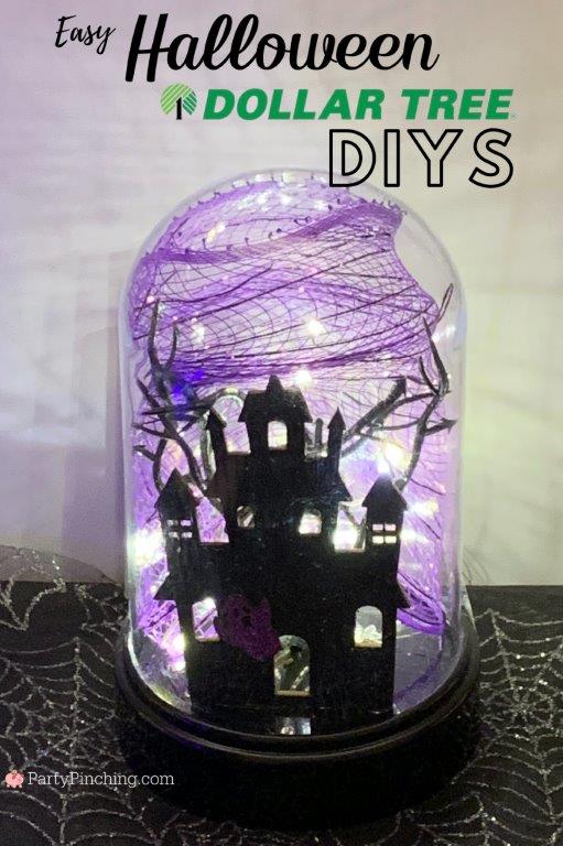 Dollar Tree Halloween DIY decorations, Dollar Tree Halloween craft decor, Best Dollar Tree crafts, best Dollar Tree decor ideas, Dollar store finds, best Dollar store ideas, Best Halloween ideas on a budget, High end Dollar Tree, Farmhouse Halloween Decor, best neutral Farmhouse Halloween ideas, craft domes lighted