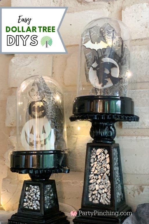 Dollar Tree Halloween DIY decorations, Dollar Tree Halloween craft decor, Best Dollar Tree crafts, best Dollar Tree decor ideas, Dollar store finds, best Dollar store ideas, Best Halloween ideas on a budget, High end Dollar Tree, Farmhouse Halloween Decor, best neutral Farmhouse Halloween ideas, craft domes lighted