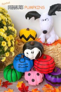 DIY Peanuts Gang painted pumpkins, Dollar Tree craft, Snoopy Charlie