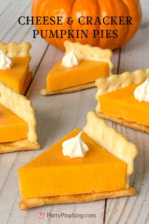 cheese and cracker pumpkin pies, cheese and cracker appetizers, best appetizers for thanksgiving, easy thanksgiving recipes, best thanksgiving charcuterie board ideas for kids