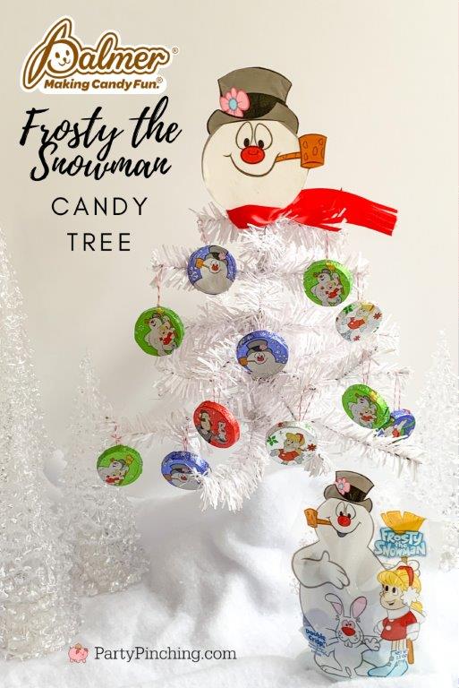 Frosty the Snowman, DIY Frosty the Snowman Candy Tree, Christmas Dollar Tree DIY, Best Christmas Dollar Tree DIYs, Frosty the Snowman Craft, Frosty the Snowman Dessert, Chocolate Frosty the Snowman Christmas Treats, 