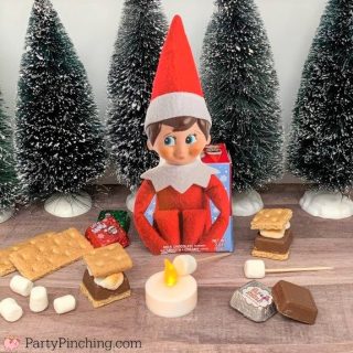 Best Elf on the Shelf Ideas, Easy Elf on the Shelf ideas, Elf on the shelf Chocolate Candy, Elf on the Shelf Stealing Eating Chocolate Candy, Elf on the shelf smores, Christmas Elf on the shelf ideas,