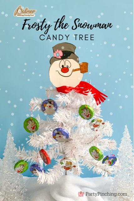 Frosty the Snowman, DIY Frosty the Snowman Candy Tree, Christmas Dollar Tree DIY, Best Christmas Dollar Tree DIYs, Frosty the Snowman Craft, Frosty the Snowman Dessert, Chocolate Frosty the Snowman Christmas Treats, 