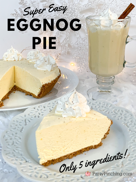 Eggnog pie, quick and easy eggnog pie, best easy eggnog pie, frozen eggnog pie, easy eggnog pie, best eggnog recipes, fast and easy eggnog pie with nutmeg, best holiday Christmas desserts quick and easy recipes, gluten-free pie