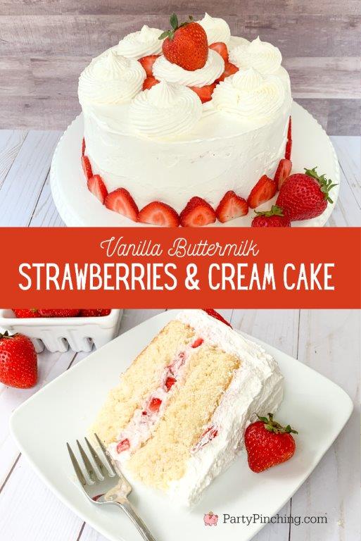 Vanilla Cake with Strawberry Filling - Partylicious